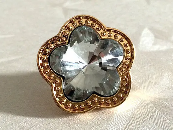 Золотые ручки с кристаллом из стекла комод/ручки ящика Цветочные Стразы ручка