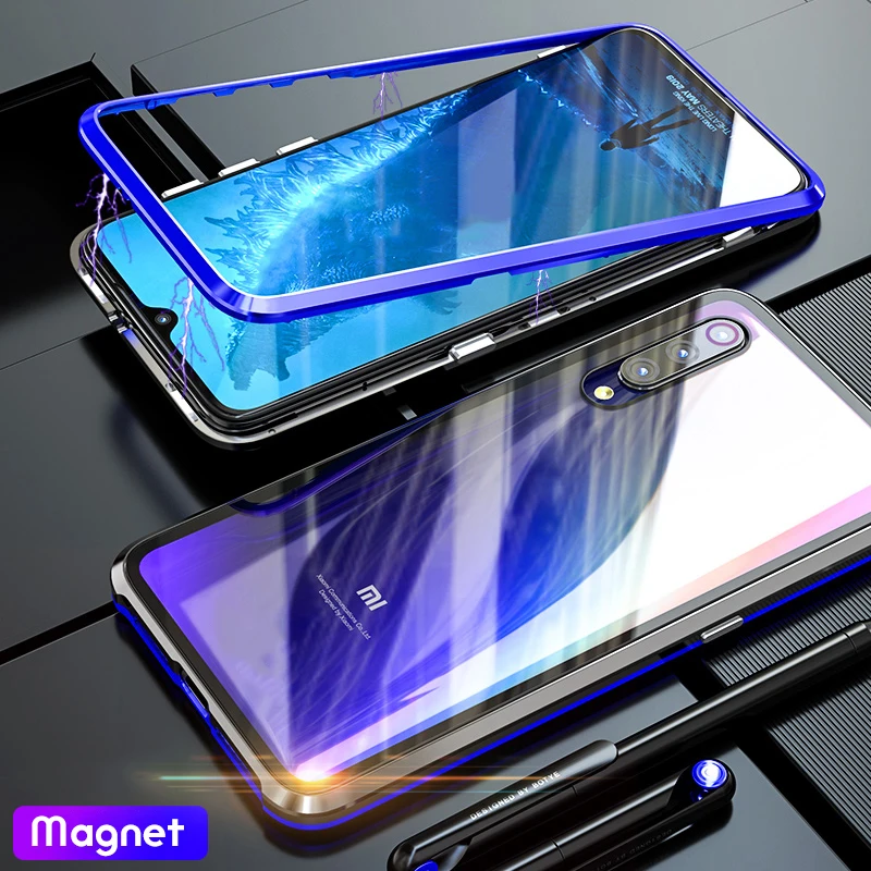 Magnetic Adsorption Phone Case For XiaoMi Mi 9 SE 8 Lite F1 Tempered Glass Back Cover Metal Xiaomi RedMi Note 7 Pro | Мобильные