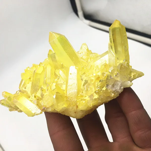 189 г светло оранжевый аура кварцевый кристалл Титан висмут кремния кластер