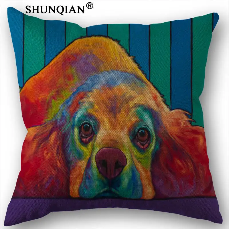 

WZ4142 Watercolor Dog Pillowcase custom office Wedding bedding couch Vintage pillow case/cover home decorative