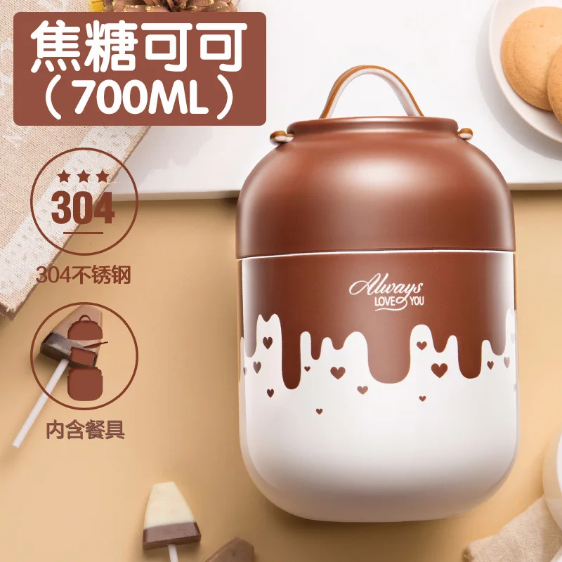 700ml RELEA 500/700 мл Термос из нержавеющей стали Ланч-бокс для детей девочек с вакуумной изоляцией контейнер для еды кружка для супа с кулером для ланча - Цвет: 700ml