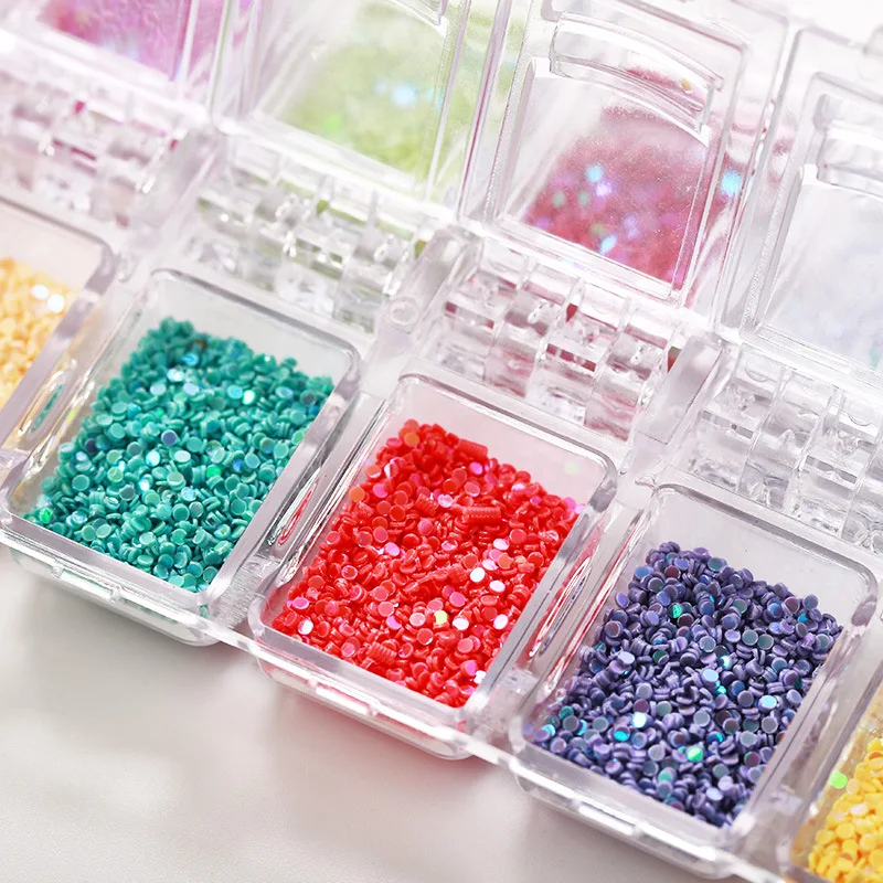 1 Box Nail Mixed loading Flat Bottom Round 3D Decor Wheel 12 Colors Manicure Art Decorations | Красота и здоровье