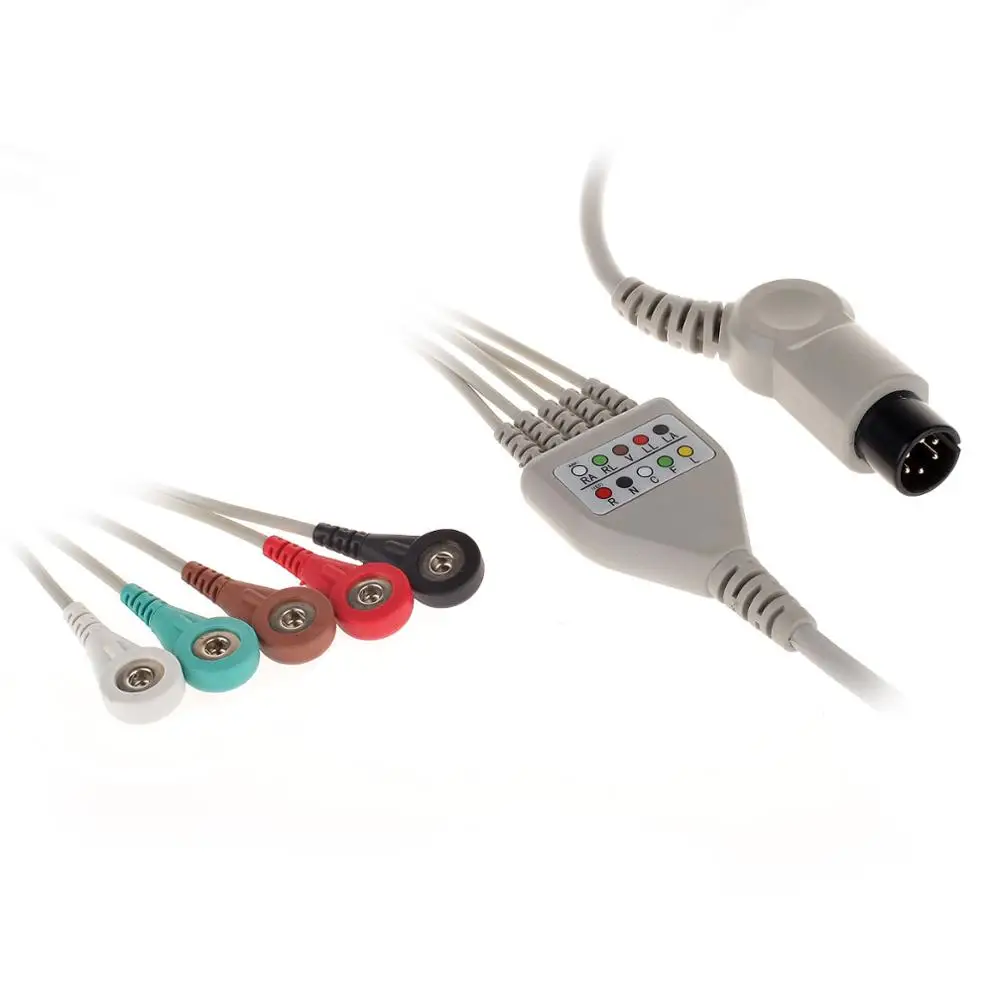 Для hp Nihon Kohden GE Nellcor Mindray Spacelabs Welch Allyn Goldway ZOLL Colin BCI CSI PHYSIO 6pin ECG кабель один кусок 5
