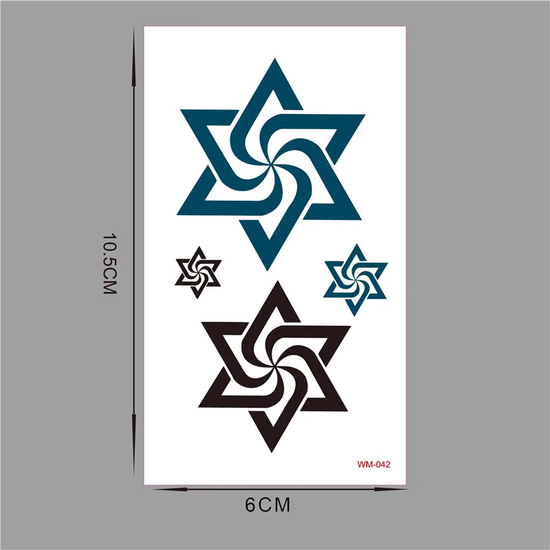 Big and Small Stars Hexagon Temporary Tattoo Sticker Tatoo Womens Body Stickers Face Gems Hand Shoulder Neck Arm WM042 | Красота и