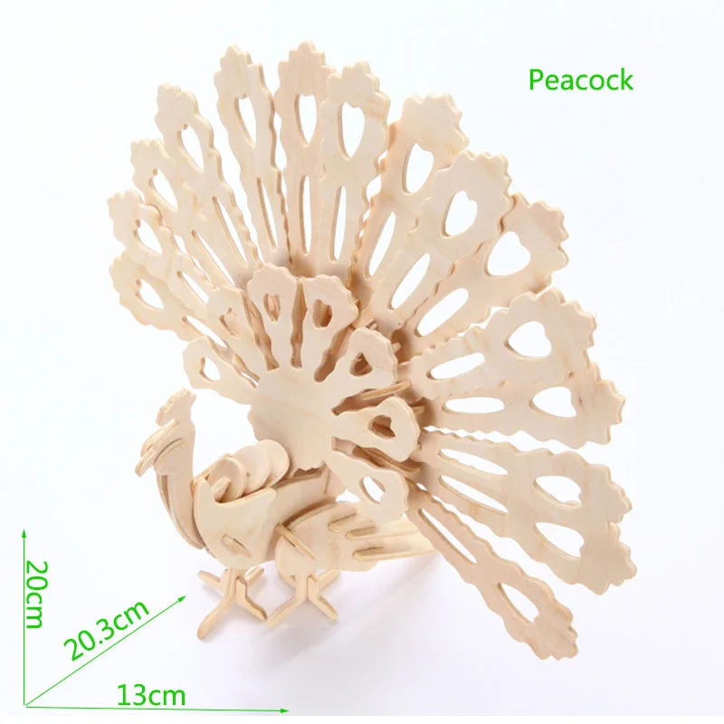 peacock Креативные DIY 3D деревянные игры-головоломки сборные игрушки Gif транспортное средство деревянные игрушки-паззлы для детей подростков и взрослых обучающее образование - Цвет: peacock
