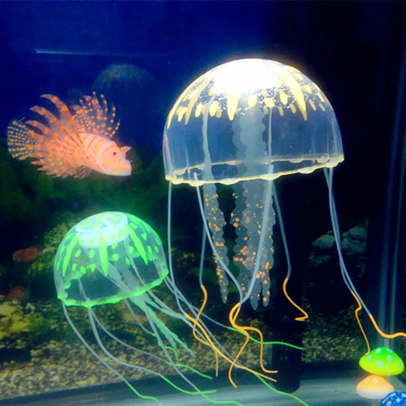 

1 PC Glowing Effect Artificial Jellyfish FishTank Aquarium Aquario DecorationMini Submarine Ornament Underwater Pet Decor