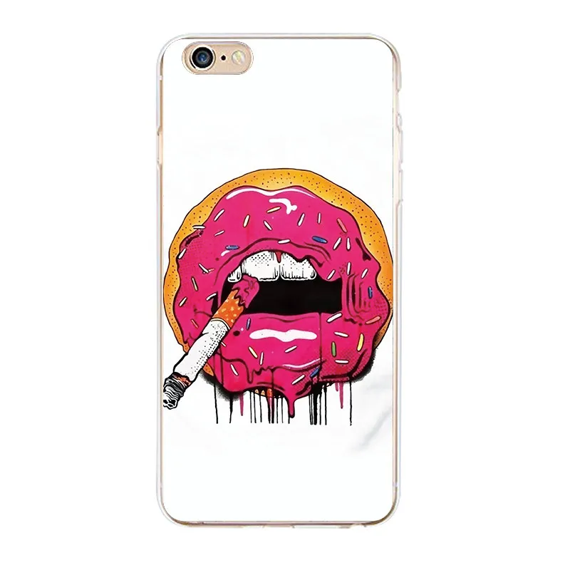 TPU Clear Phone Case For iPhone 6 6s 7 8plus x Soft Sexy Girls Red Lips Printed Silicone Cover Free shipping 4 5se |