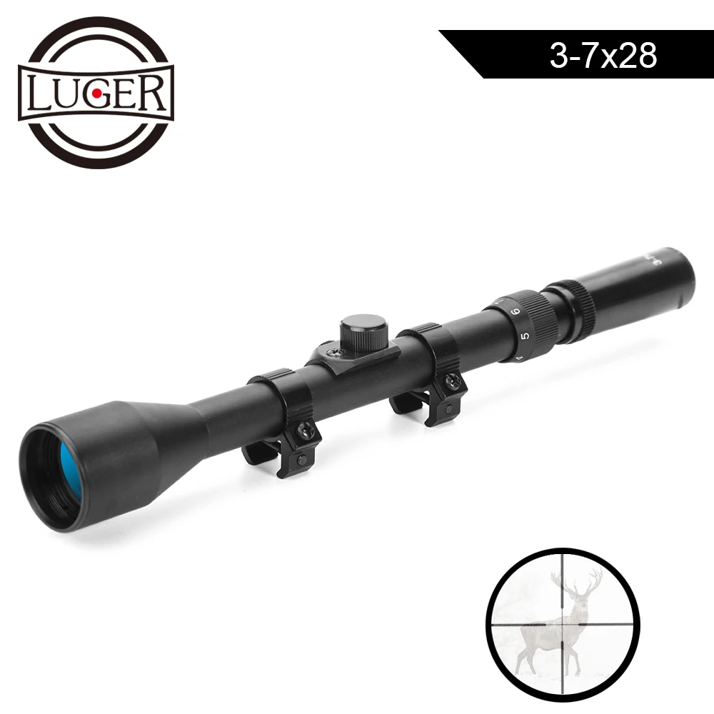 LUGER 3 7x28 охотничья Оптика прицел телескопический для страйкбольной винтовки