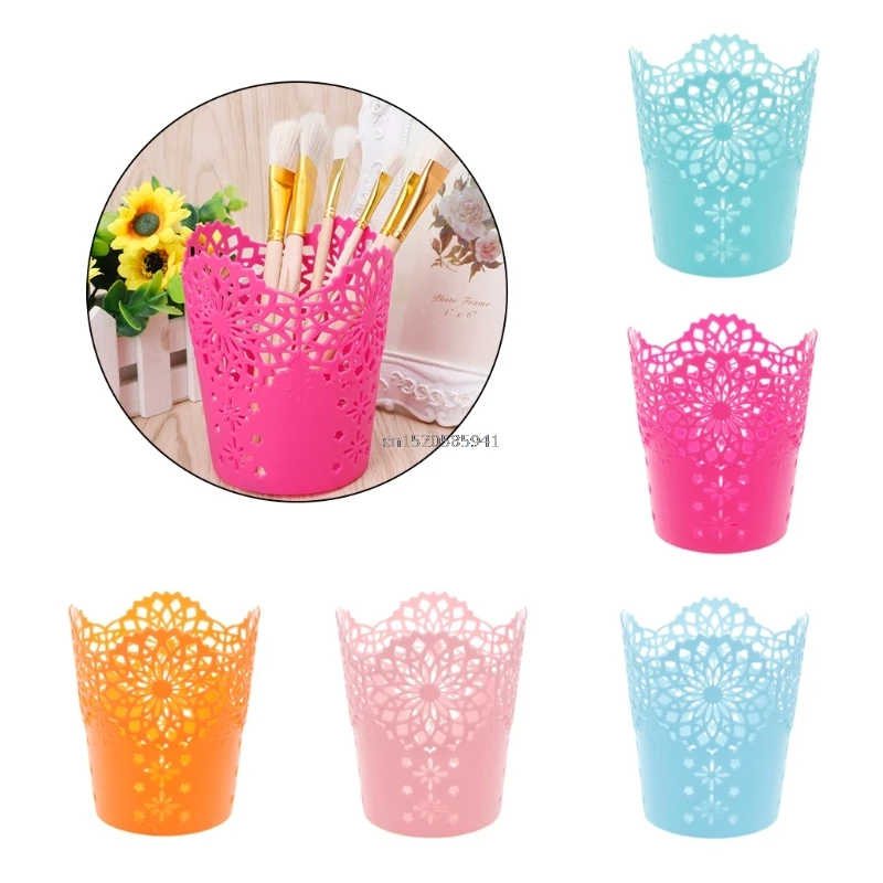 

Hollow Lace Flower Brush Storage Pen Pencil Pot Holder Container Desk Organizer Gift