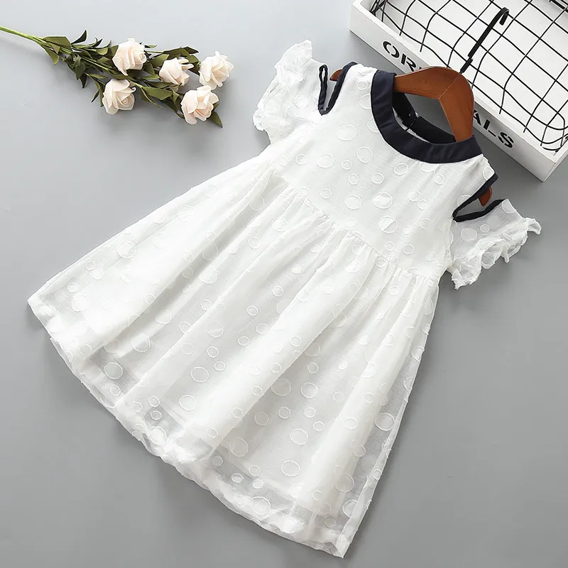 4-10 years High quality girl dress 2019 new summer fashion Dot solid ruched kid children clothing party princess | Детская одежда и