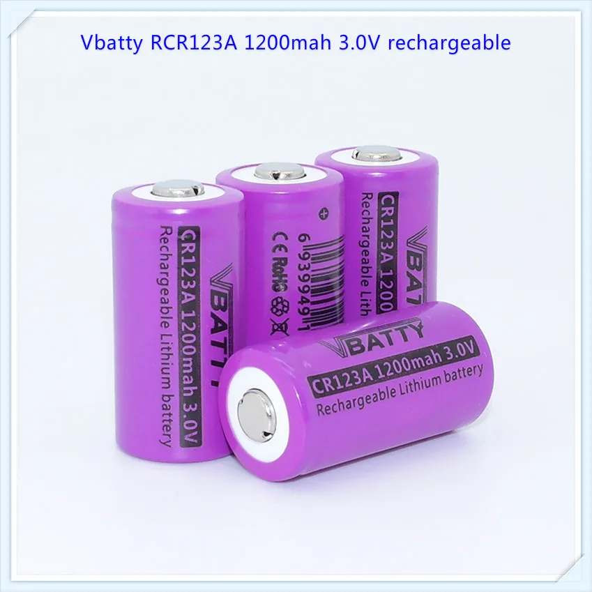 1 шт./лот, новинка, Vbatty CR123A, 1200 мА/ч, аккумуляторная батарея, 3. В, литий-ионная батарея, Vbatty, с кнопкой сверху