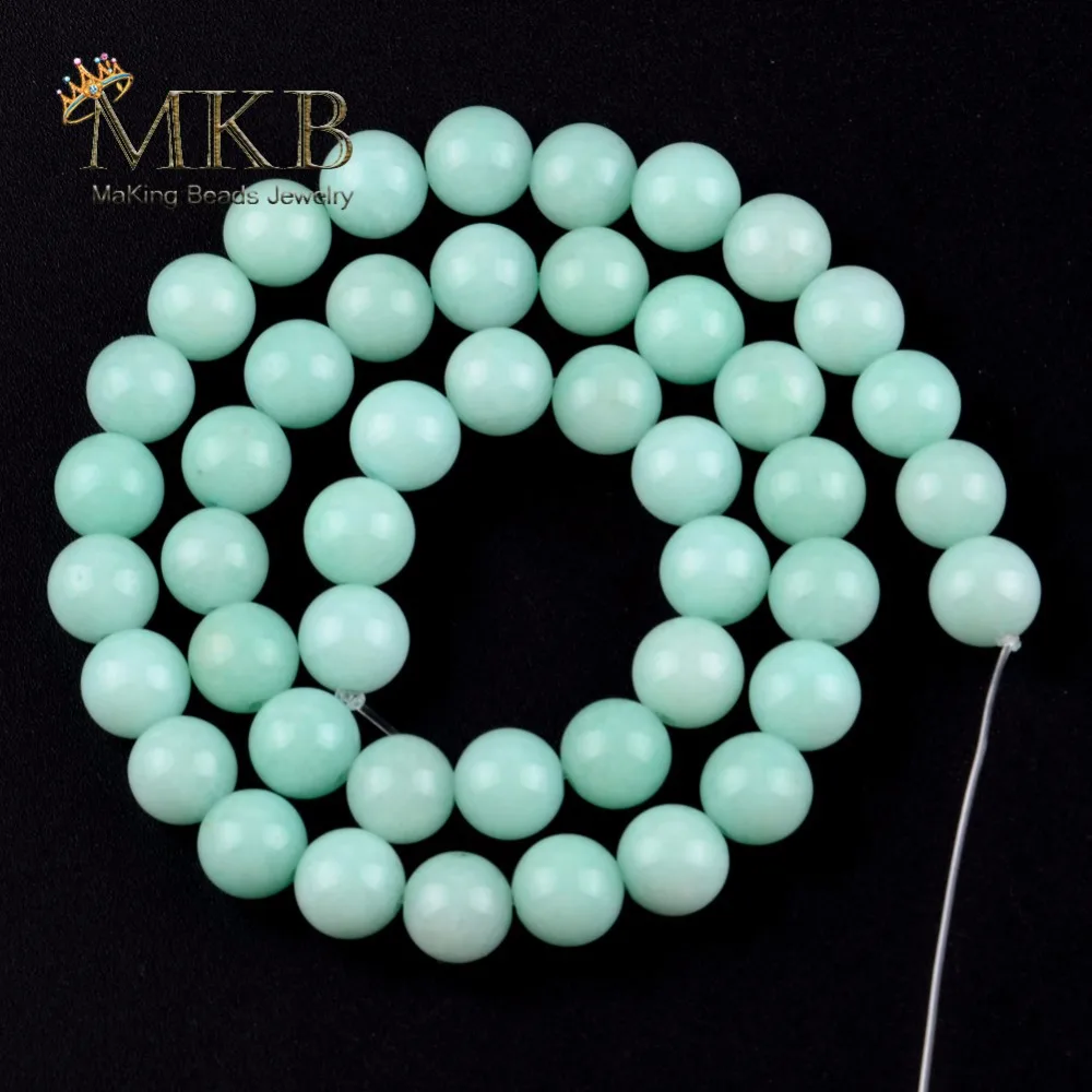 Гладкие бусы из камня амазонита A + круглые бусины-разделители натурального для