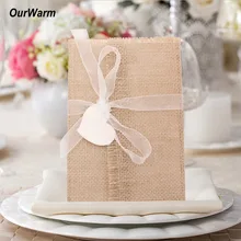 OurWarm 10 шт. приглашение на свадьбу сделай сам карты лента конверт Мешковина пустая бумага крещение деревенский Свадебная вечеринка помолвка украшения