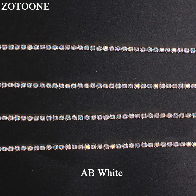 Белые Стразы ZOTOONE SS10 AB для одежды камни прозрачные кристаллы цепочка чашки стразы
