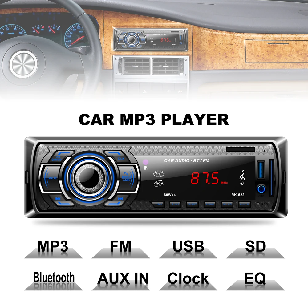 Автомагнитола 12 В со светодиодный ным экраном Bluetooth MP3-плеер автомобильное стерео