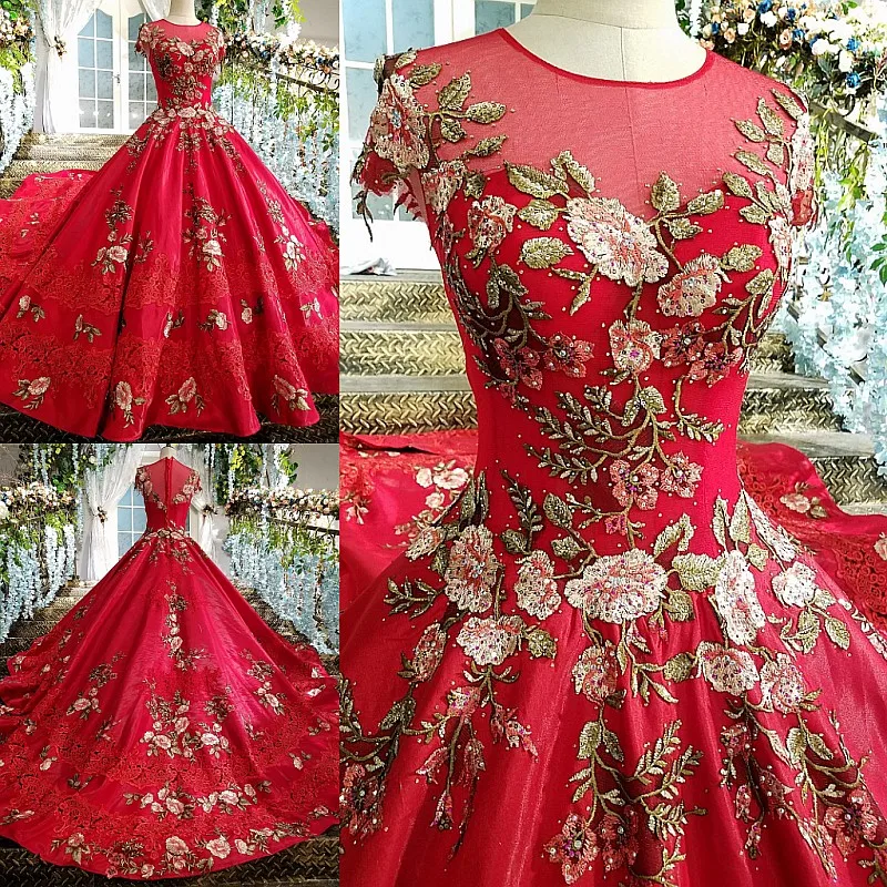 LS00202 красное вечернее платье зашнуруйте назад кружевное бальное с короткими