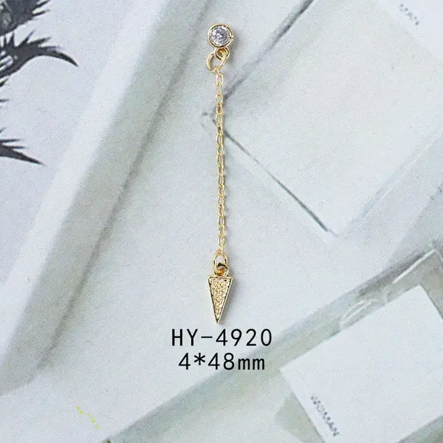 HY4920 5 шт., 3D бант/единорог/Кисточка, цепочка для ногтей, ювелирное изделие, циркониевая цепочка, дизайн ногтей, роскошный хрустальный кулон, металлические украшения ногтей, подвески - Цвет: HY4920