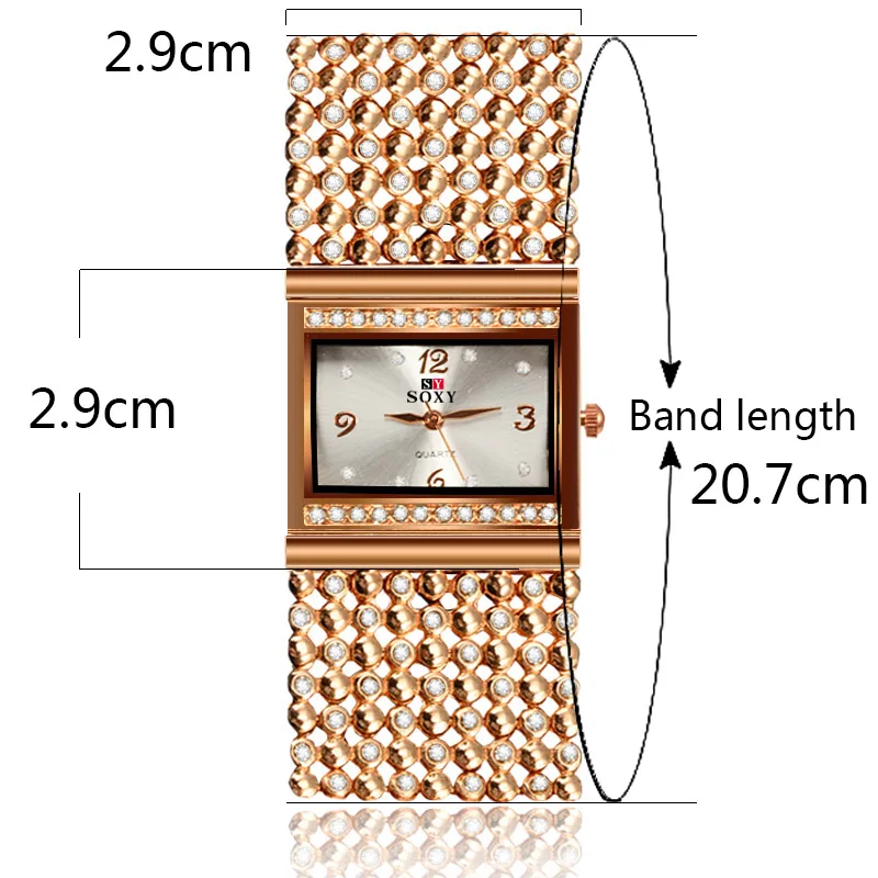 

SOXY Women Fashion Bracelet Watches Rose Gold Rhinestone Ladies Watch Top Brand Luxury Wrist Watch Clock Relogio Feminino