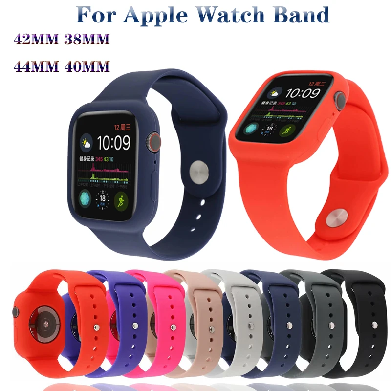 Силиконовый ремешок для браслета и ударопрочный чехол apple watch 4 44/40 мм наручные