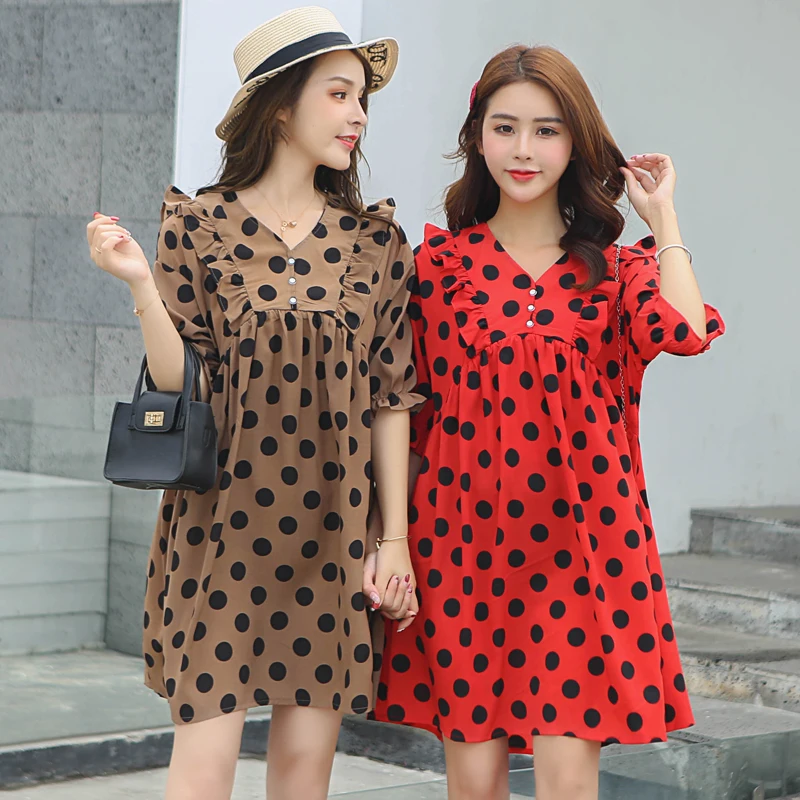 8220 # милая шифоновая блузка в горошек с V-образным вырезом для кормящих матерей