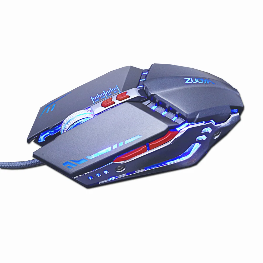 ZUOYA игровая мышь 4000 dpi Регулируемая оптическая USB Проводная мышь дышащая компьютерная мышь с подсветкой светодиодный для ПК ноутбука Pro Gamer - Цвет: MMR5 gray