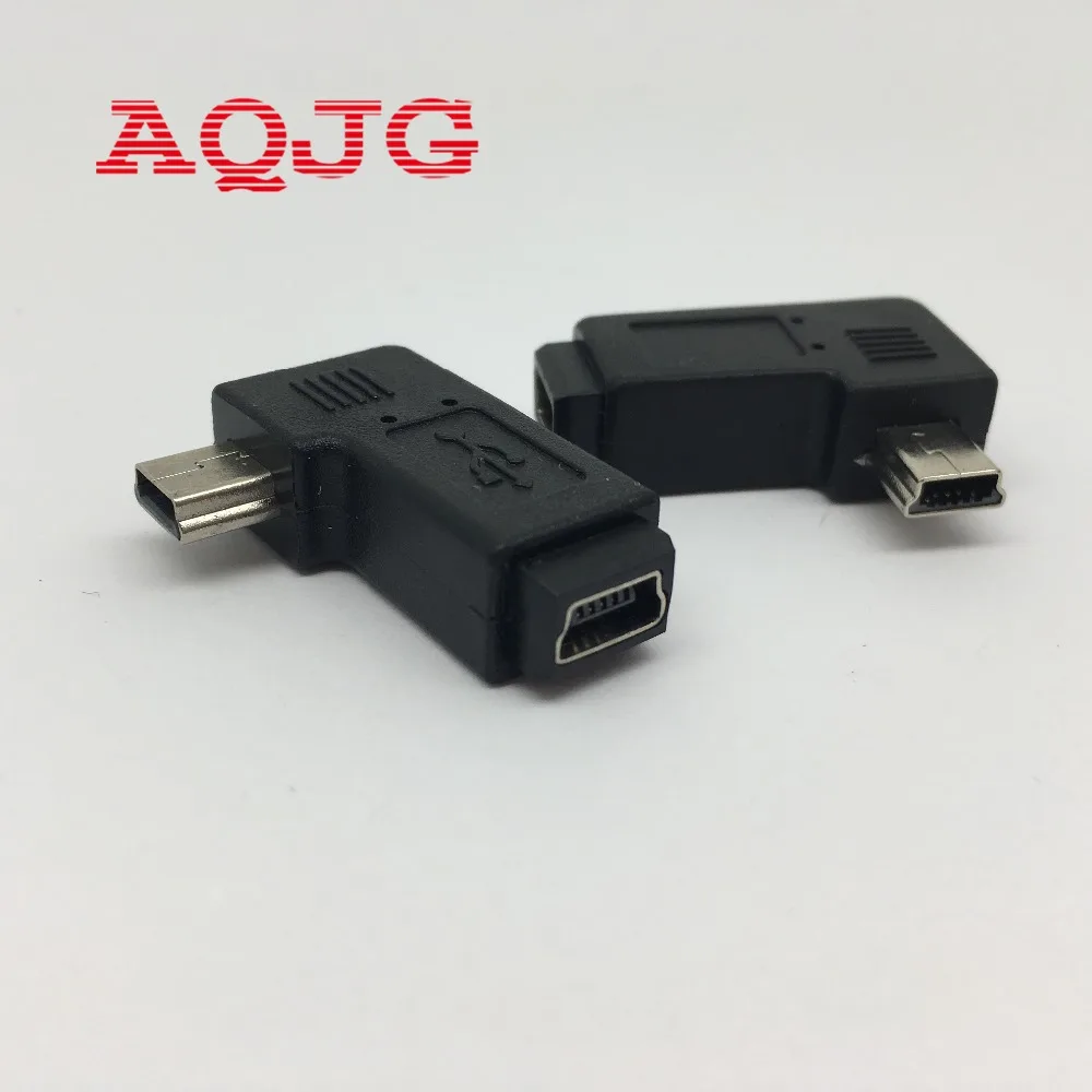 Переходник AQJG с Mini USB Мама на 5Pin папа под углом 90 градусов правый адаптер