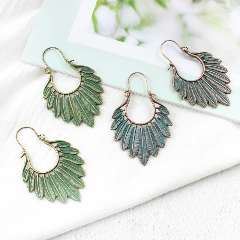 Богемные серьги в виде бронзового листа пляжные праздничные ветряных растений