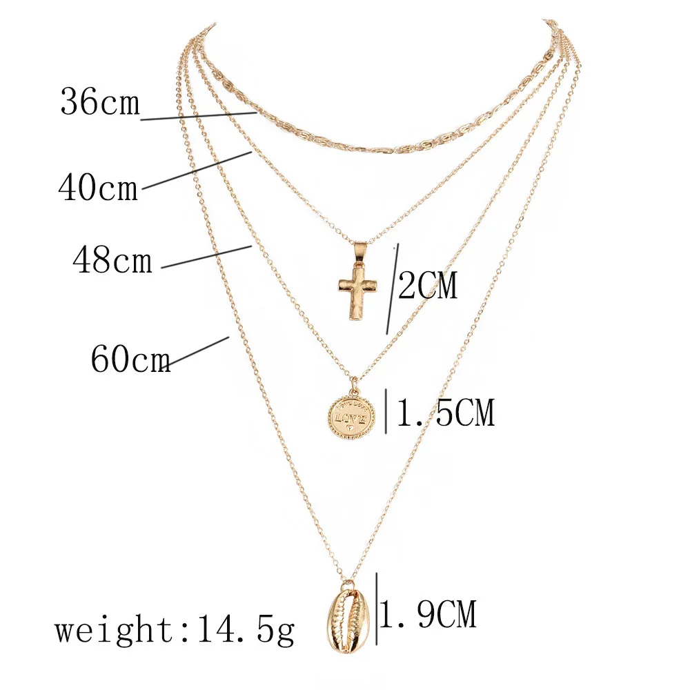 4 шт./компл. романтическое женское ожерелье из ракушек крест надпись Love кулон