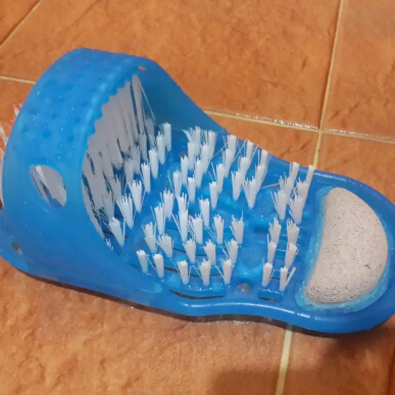 Easy Feet Foot Scrubber Brush Massager Shower Clean Blue Slippers No Stooping | Дом и сад