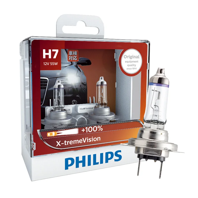 Лампы для автомобильных фар Philips H7 12 В 55 Вт PX26d X-treme Vision яркие галогенные лампы 92