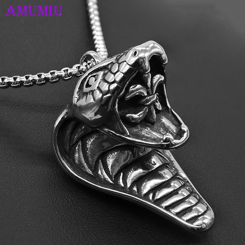 Ожерелье из нержавеющей стали AMUMIU подвеска в виде змеиного языка кулоны с