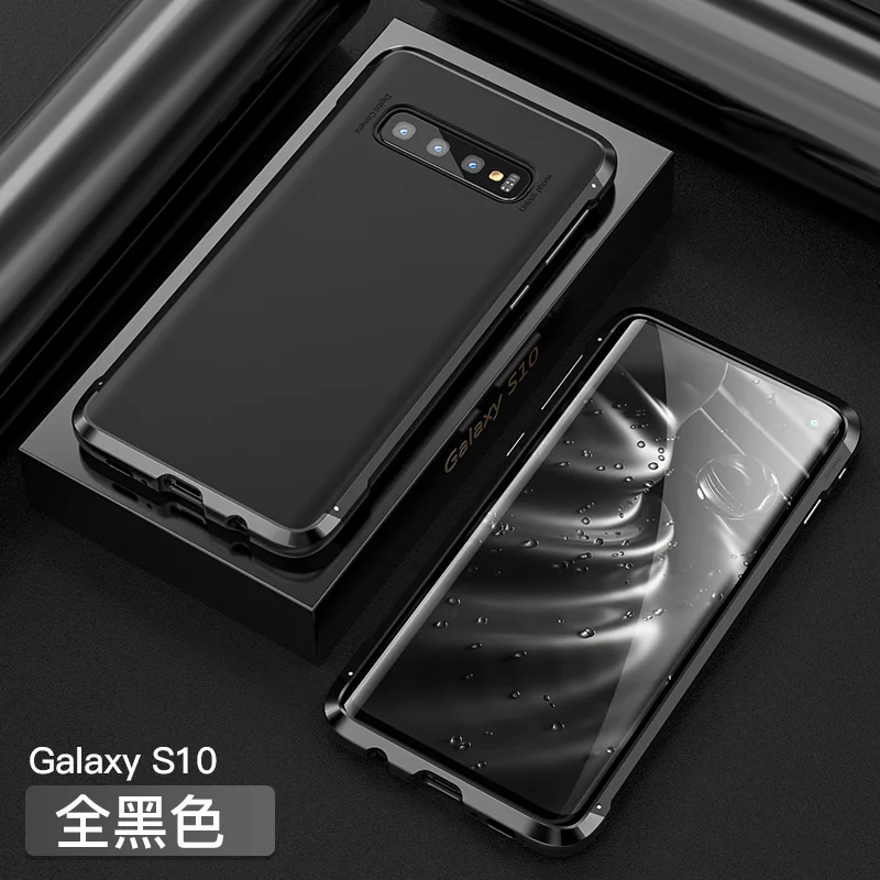 Алюминиевый металлический чехол для samsung Galaxy S10 Plus S 10 чехол с пряжкой гибридная жесткая задняя панель из поликарбоната Coque для Galaxy S10 Plus Fundas - Цвет: Full Black