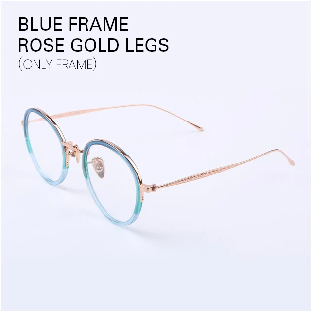 BLUE(ROSE GOLD LEG) Сладкие цитрусовые B титановые круглые очки Оптические винтажные Золотые очки от близорукости очки женские очки - Цвет оправы: BLUE(ROSE GOLD LEG)