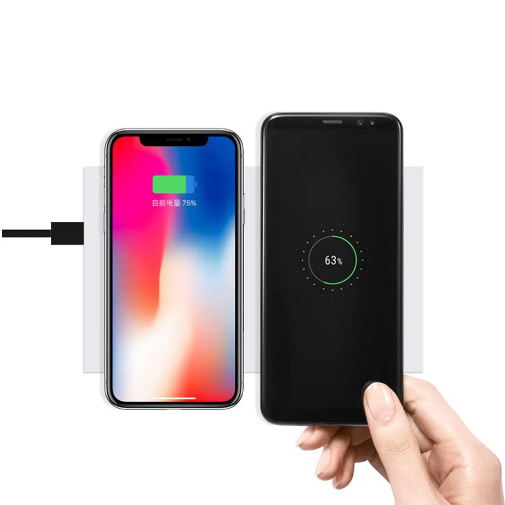 Qi 5 Вт двойная Беспроводная зарядная станция устройства Pad Desktop для iPhone 8/8 Plus/X/Xs/XS