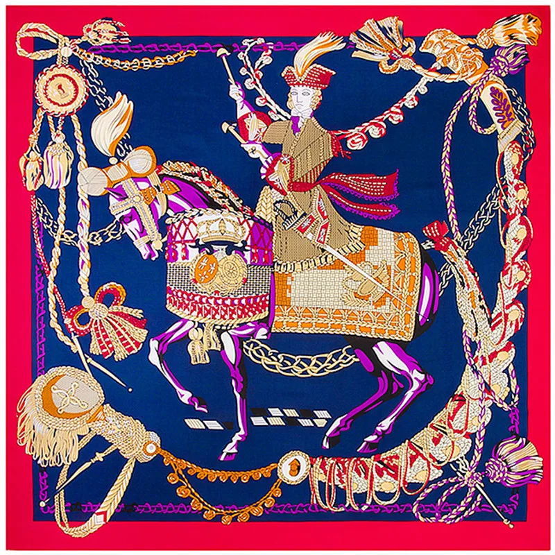 

Super Large Twill Silk Women Scarf 130*130 cm Euro Design Hearts k horses Print Square Scarves High Quality Fashion Gift Shawls