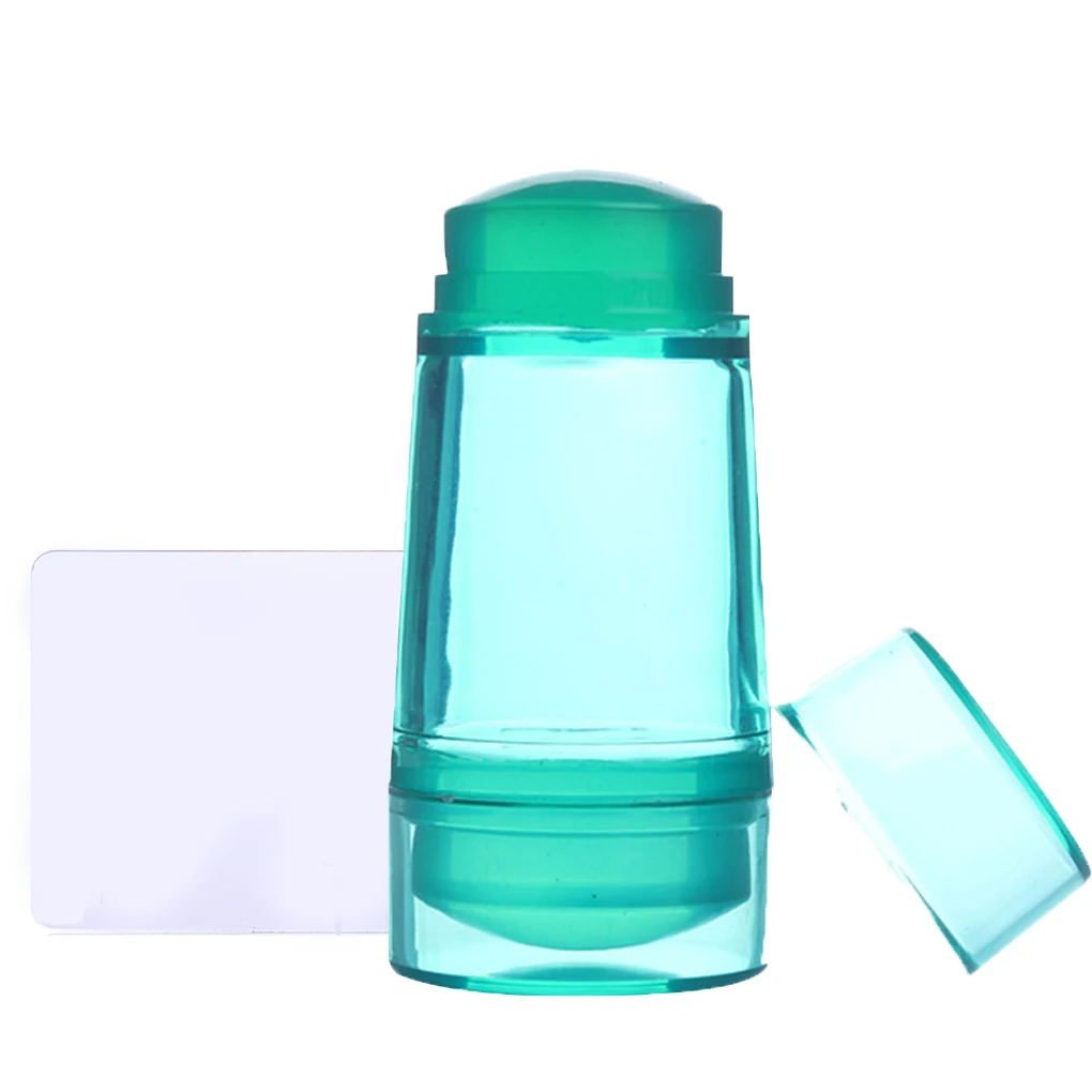 green Двойная головка желе силиконовый гвоздь Stamper Seal с скрепкой зеленые прозрачные украшения для маникюра штамп-печатка - Цвет: green