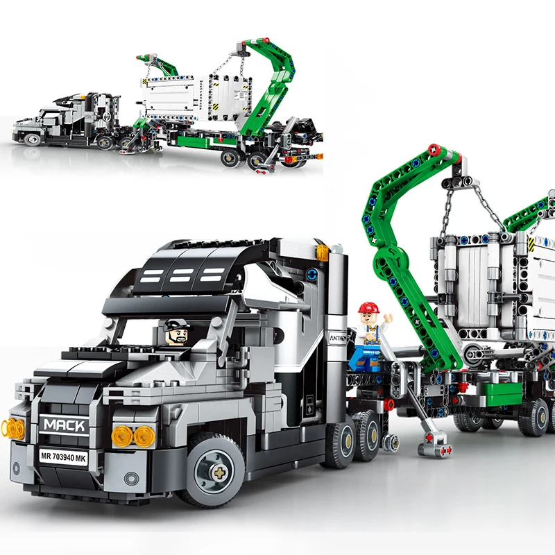 Mack контейнерные грузовики 1202 шт серии Technic строительные блоки совместимы с 42078 набор моделей кирпичей Рождественский подарок