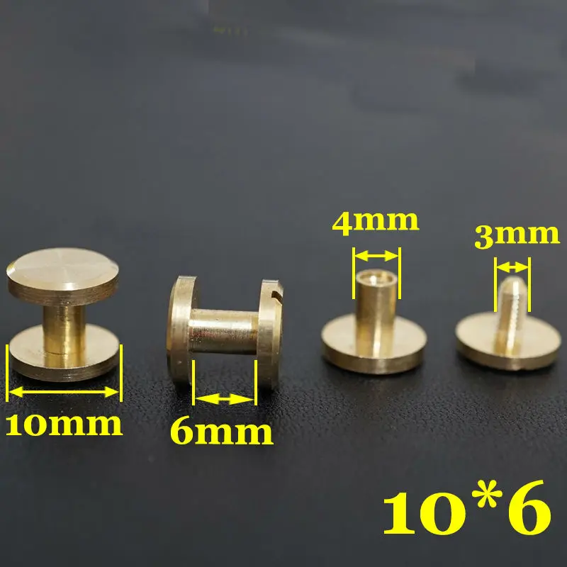 (Q1) 50pc Solid Brass Chicago Screw Flat-Head Saddle Tack Belt Leathercraft | Дом и сад