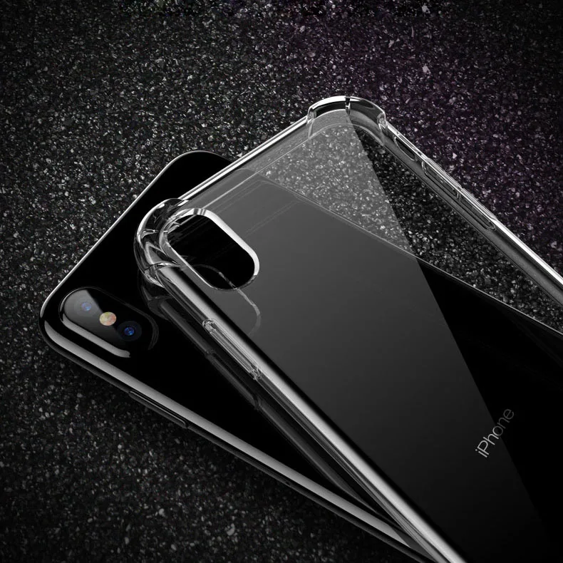YOEMAEERRAR Anti Knock Shock Proof Trasparent Silicon Case for iPhone 6 6S 7 8 Plus 8Plus X 10 Clear Phone 360 Protective Cover |