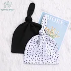 Шапки для новорожденных, регулируемые однотонные, для мальчиков и девочек, хлопковые повязки с узлом