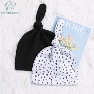 Шапки для новорожденных, регулируемые однотонные, для мальчиков и девочек, хлопковые повязки с узлом