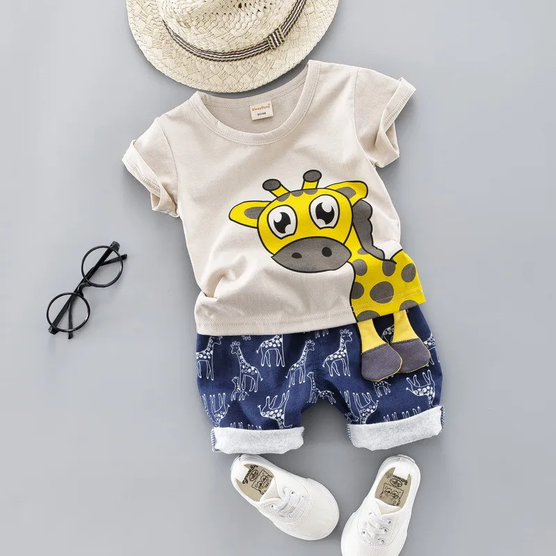 0-4 years High quality boy girl clothing set 2019 summer new casual cute kid children baby T-shirt+pant 2pcs | Детская одежда и