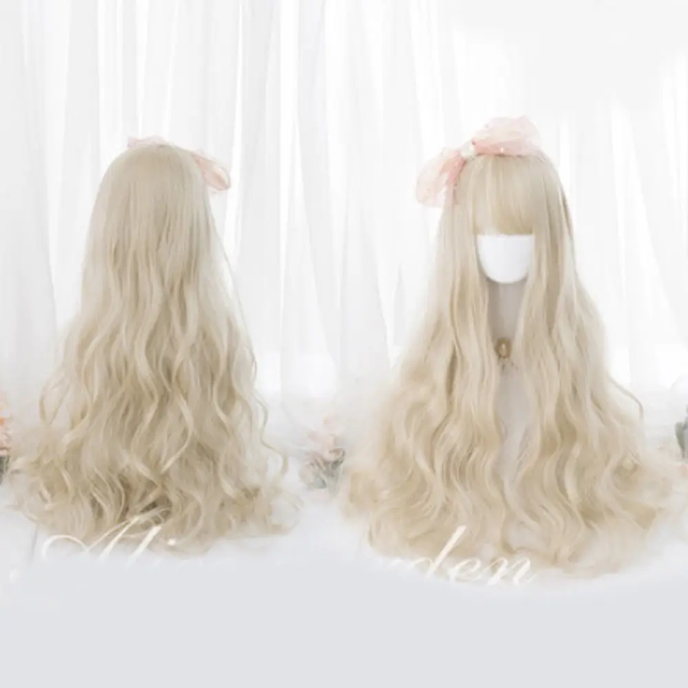 65 см женский Лолита Harajuku светильник блонд синтетический кудрявый парик тонкий взрыва косплей