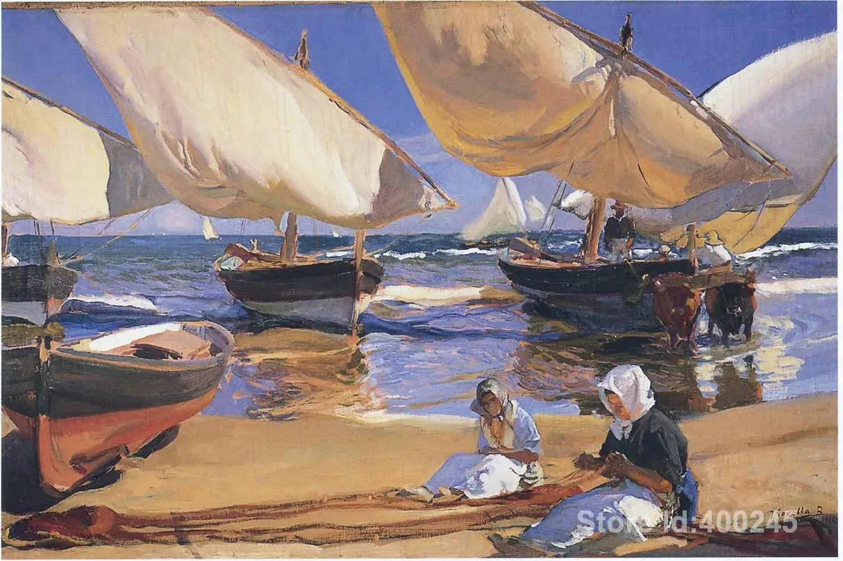 Koop Wall Art Op Het Strand Valencia By Joaquin Sorolla Y Bastida Decor Schilderijen Handgeschilderde Hoge Kwaliteit