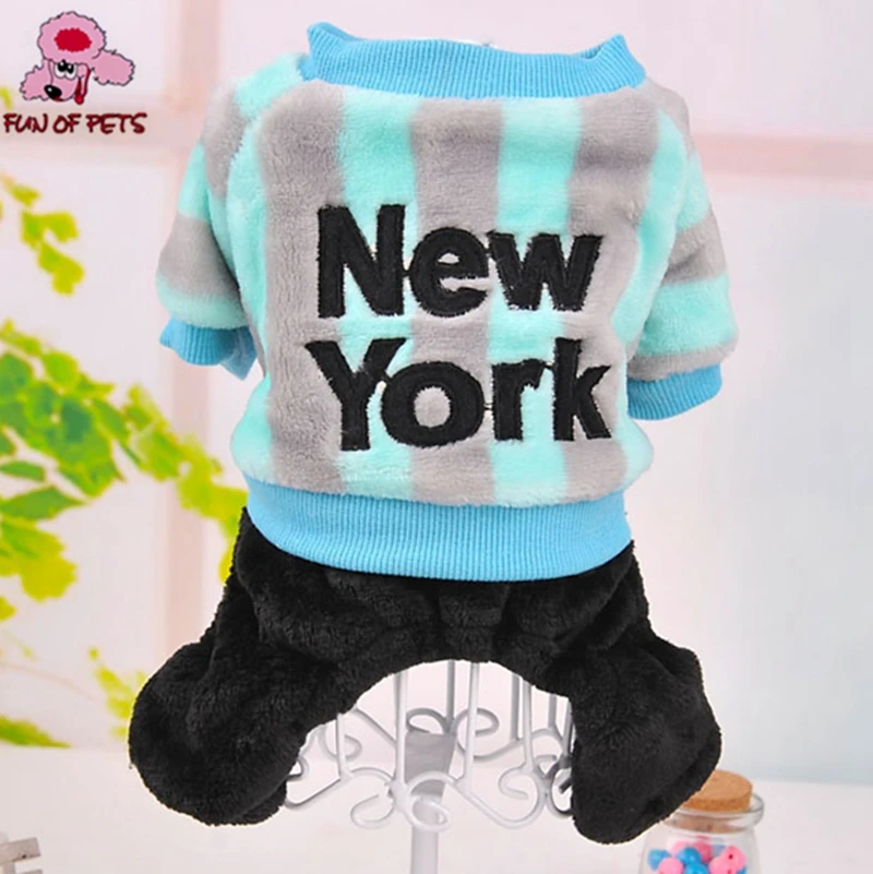 Newly &quotNew York&quot Printing Strip Pattern Four Feet Pants for Pet Dogs Fleece Dog Jumpsuits Clothes | Дом и сад