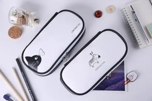 Корейский пенал для мальчиков и девочек сумка школы поставок черный белый зебры