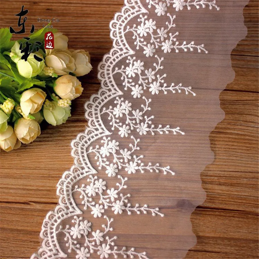 Белая кружевная лента с вышивкой 15 ярдов * 11 см ткань сделай сам швейные изделия