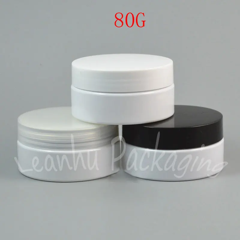 80G White Plastic Cream Jar , 80CC Mask / Cream Packaging Jar , Empty Cosmetic Container , Makeup Sub-bottling ( 30 PC/Lot )
