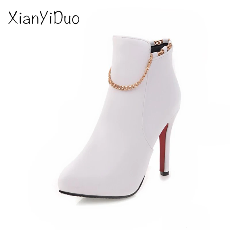 Spr/Aut/Женская обувь ботильоны на платформе с острым носком высоком каблуке