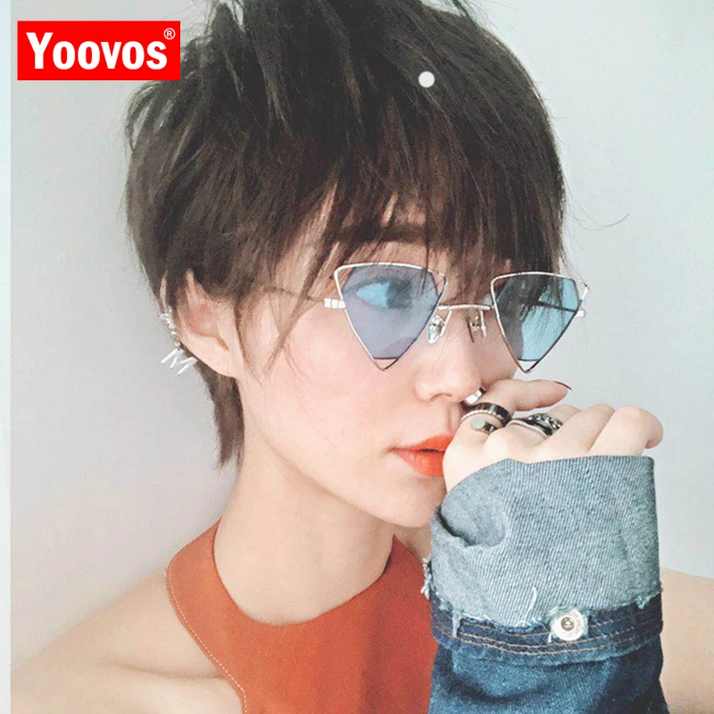 

Yoovos Vintage Punk Sunglasses Women Triangle Oculos New Glasses Openwork Metal Frame New Fashion Sun Glasses Men Okulary UV400